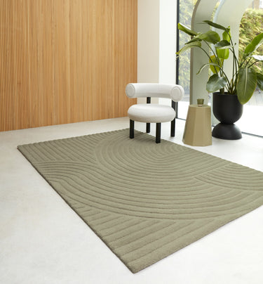Hague Modern Hand Made Wool Rug in Sage Green - Medium 120x170 cm (4'x5'6")