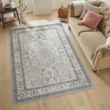 Consept Looms Liberty Classic LIB202 Pastel Multi Washable Non-Slip Traditional Hallway Runner Rug - Medium 120x180 cm (4'x6')