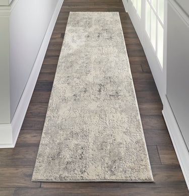 Nourison Rustic Textures RUS07 Grey Beige Jute Polypropylene Abstract Textured Hallway Runner Rug