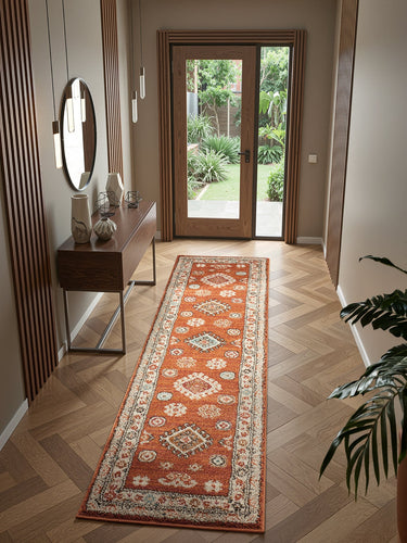 Cashmere 5567 Red Oriental Traditional Floral Kilim Hallway Runner Rug - Runner 60x230cm (2'x7'7")