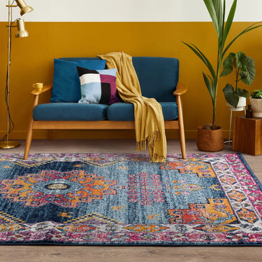 Muse MU29 Modern Traditional Medallion Bright Multi Colours Rug - Small 80x150 cm (2'6"x5')