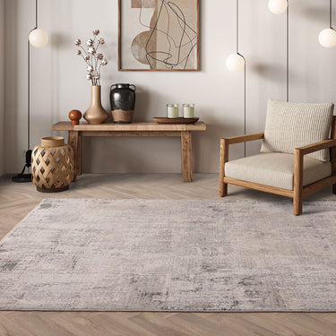 Seville Olite Short Pile Touch Silky Beige Natural Abstract Modern Soft Rug - Large 160x240 cm (5'3"x7'10")