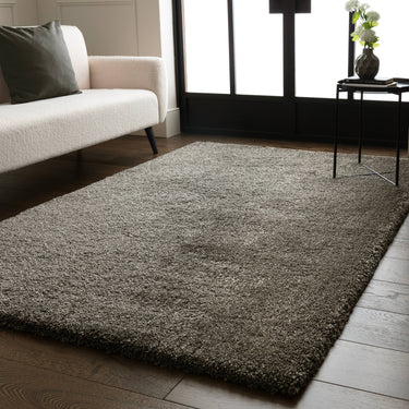 Atlas Shaggy Modern Plain Thick Pile Rug in Gunmetal Charcoal/Dark Grey - Small 80x150 cm (2'6"x5')