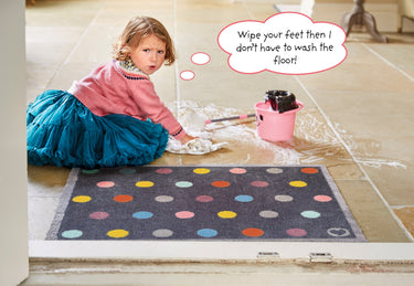 Hug Bright Spot Navy Multi Spots Washable Non-Slip Cotton Bordered Hallway Runner Rug - 65x85 cm (2'1"x2'9")