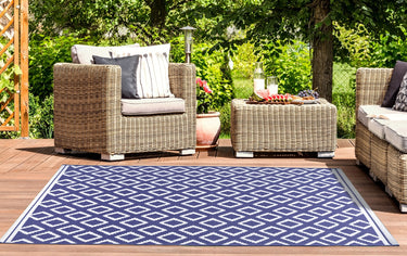 Diamond Garden Patio Picnic Travel Summer Breeze Indoor Outdoor Polypropylene Geometric Rug 100x150 cm - Small 100x150 cm (3'4"x4'11")