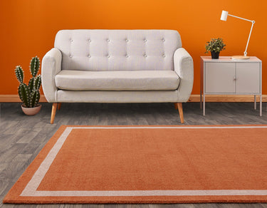 Asiatic London Albi Orange Border Classic Pure Wool Bordered Modern Rug - Medium 120x170 cm (4'x5'6")