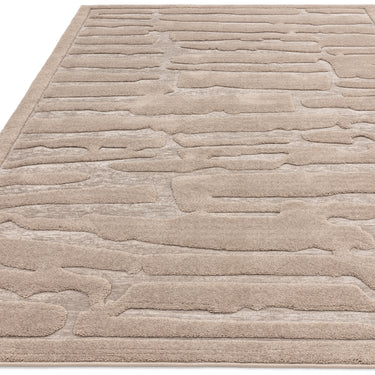 Valley Path Geometric 3D Pattern Rug in Charcoal Grey, Natural and Ivory - Natural Beige - Medium 120x170 cm (4'x5'6")