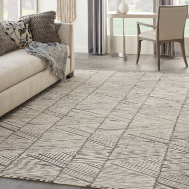 Nourison Colorado Linear Hand-Tufted Earth Tone Grey White Wool Textured Modern Rug - 114 x 175 cm (3'9"x5'9")