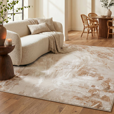 Santa Monica SMC101 Art Pictorial Beige Abstract Modern Soft Rug - Medium 120 x 170 cm (4'x5'6")