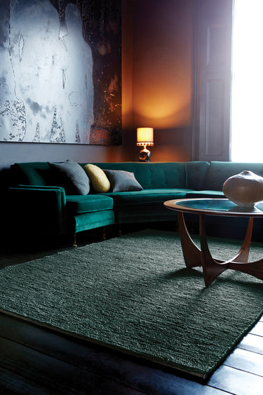 Jute Soumak Hand Woven Flatweave Modern Plain Rug in Teal Blue - Medium 120x170 cm (4'x5'6")