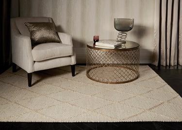 Katherine Carnaby Coast Diamond Wool and Viscose High Quality Hand Woven CD02 Cream Rug - Medium 120x170 cm (4'x5'6")