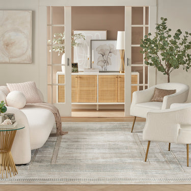 Glitz GLZ07 Classic Framed Border Silky Shimmer Abstract Geometric Textured Bordered Hallway Runner Rug - Medium 119x180 cm (3'11"x5'11")