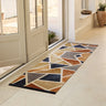 My Mat Studio Collection Mosaic Geometric Doomat Hallway Entryway Runner Rug in Blue Orange Multi 65 x 230 cm