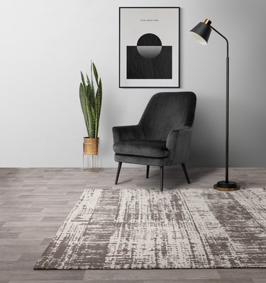 Asiatic London Beau White Monochrome Short Pile Cotton Chenille Abstract Rug - Medium 120x170 cm (4'x5'6")