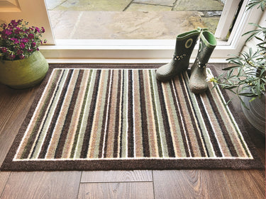My Nylon Pattern Stripe Green Washable Non-Slip Textured Striped Hallway Runner Rug - Small 50 x 75 cm (2'x2'5")