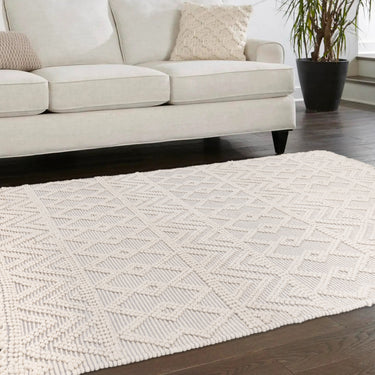Asra Bohomian Hand Woven Wool Fringed Tribal Grey Rug - X-Large 200x290 cm (6'7"x9'6")