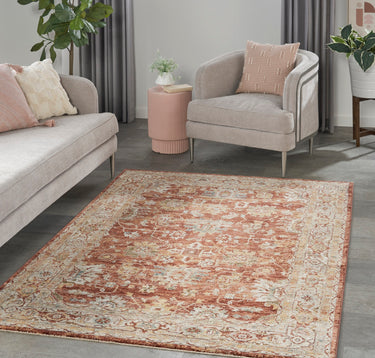 Sahar Elegance SHR02 Rust Persian Traditional Vintage Floral Rug - Medium 119x180 cm (3'11"x5'11")