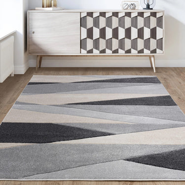 Asiatic London Sketch Segment Retro Soft Living Hand-Carved Jute Polypropylene Abstract Rug - SK24 Grey - Small 80x150 cm (2'6"x5')