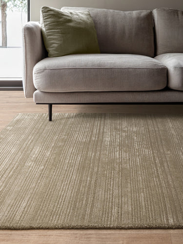 Henley Modern Handmade High Shine Organic Lines Wool & Viscose Premium Rug in Sage Green - Medium 120x170 cm (4'x5'6")