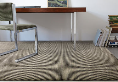 Asiatic London Kuza Stripe Soft Silky Velvety Khaki Polypropylene Abstract Textured Distressed Rug - Small 80x150 cm (2'6"x5')