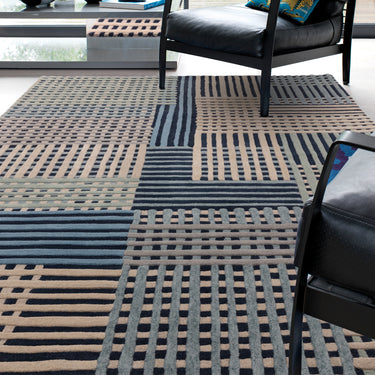 Asiatic London Aspect Blue Multi Hand-Tufted Basketweave Pattern Handmade Wool Abstract Textured Rug - Medium 120x170 cm (4'x5'6")