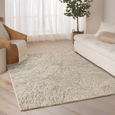 DKNY Pure Angles Tufted Linear Pattern Grey Handmade Wool Abstract Textured Rug - Medium 114 x 175 cm (3'9"x5'9")