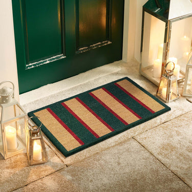 Heritage Stripe Green Printed Coir Doormat 45x75 cm