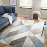 Orbit Alto 3D Grey Blue Abstract Geometric Textured Hallway Runner Rug - Medium 120x170 cm (4'x5'6")
