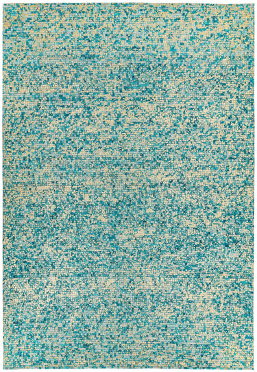 Elona Mosaic Cowhide Hand Made Flatweave Patchwork Leather Rug in Aqua Blue - X-Large 200x290 cm (6'7"x9'6")