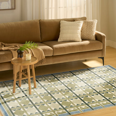 Nourison Nordic NRC06 Scandinavian Design Green Blue Abstract Geometric Textured Rug - Medium 122x183 cm (4'x6')