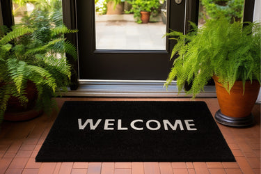 Asiatic London Black Welcome DO02 Use Coir Indoor Outdoor Non-Slip Doormat 45x75 cm