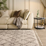 Casablanca Ivory/Light Brown Diamond Shaggy Tasseled Rug by Origins - Small 80x150 cm (2'6"x5')