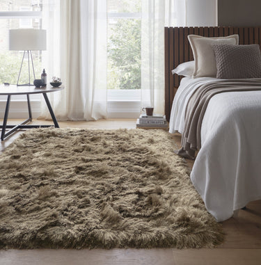 Origins Glamour Deluxe Tufted High Pile Soft Champagne Mink Cotton Shaggy Textured Rug - Medium 120x170 cm (4'x5'6")