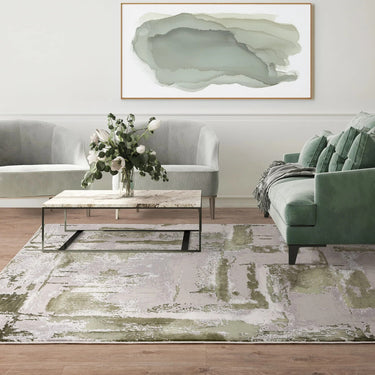 Asiatic London Stellar ST08 Marbled Beige Green Polypropylene Abstract Textured Rug - Small 80x150 cm (2'6"x5')