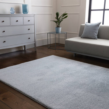 Asiatic London Como Ultra Soft Silky High Shine Velvety Blue Jute Shaggy Textured Rug - Small 80x150 cm (2'6"x5')