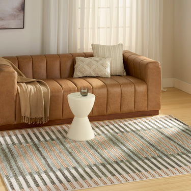 Nourison Nordic NRC15 Stripes Design Ivory Multi Geometric Textured Striped Scandi Rug - Medium 122x183 cm (4'x6')