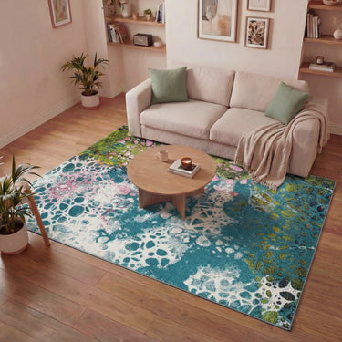 Consept Looms Art103 Blue Pictorial Pop Multicoloured Polypropylene Abstract Floral Rug - Small 80x150 cm (2'6"x5')