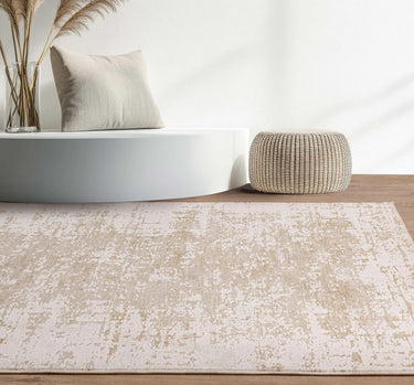 Anders AN04 Silky Shiny Shimmer Beige Natural Abstract Textured Boho Rug - Medium 120x160 cm (4'x5'4")