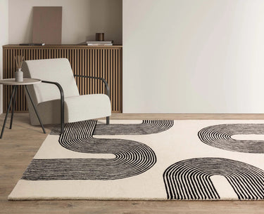 Asiatic London Matrix Arches MAX87 Contemporary Retro Black Handmade Wool Abstract Rug - Medium 120x170 cm (4'x5'6")