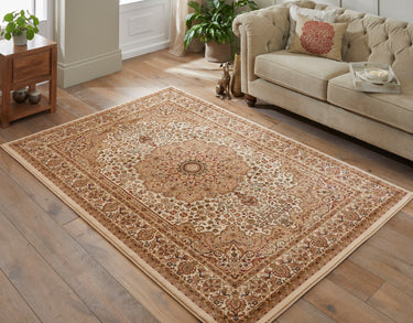 Grand Heritage GH101 Medallion Million Point Classic Cream Beige Polypropylene Persian Oriental Rug - Small 80x150 cm (2'6"x5')