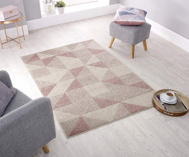 Urban Blush Pink Geometric Triangle Pattern Rug 100x150 cm