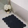 My Mat Soft Washable Bathroom Non Slip Oval, Scallop and Curve Shaped Soft Shag Rug in Charcoal - 50 x 80cm Scallop