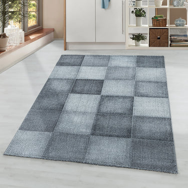 Ayyildiz Ottowa 4202 Squared Blocks Design Grey Jute Polypropylene Abstract Geometric Rug 120x170 cm