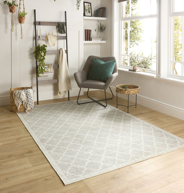 Origins Washable Château Trellis Moroccan Soft Chenille Bohomian Rug in Natural - Small 80x150 cm (2'6"x5')