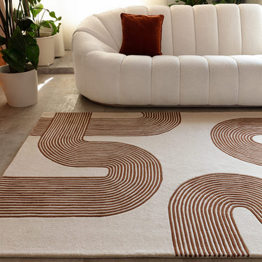 Asiatic London Matrix Arches MAX85 Contemporary Retro Amber Handmade Wool Abstract Rug - Medium 120x170 cm (4'x5'6")