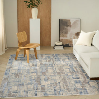 Calvin Drift DRF04 Pattern Blue Beige Abstract Textured Modern Rug - 239 x 310 cm (7'10"x10'2")