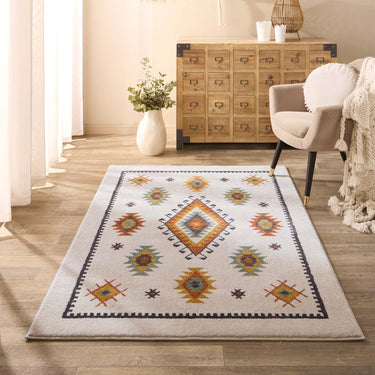 Origins Tribal Ethnic Izmir Cream Jute Polypropylene Persian Traditional Rug - Small 80x150 cm (2'6"x5')
