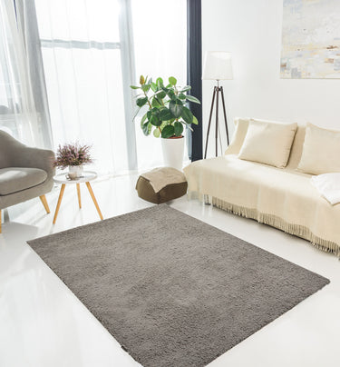 URCO Super Comfy Grey Shaggy Plush Soft Rug - Large 150x210 cm (4'11"x2'6")