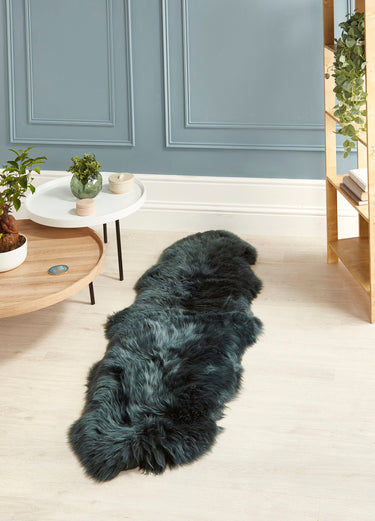 Origins Genuine Animal Fur Soft Adobe Forest Green Wool Sheepskin Shaggy Textured Rug - Double 70x175 cm (2'3"x5'8")