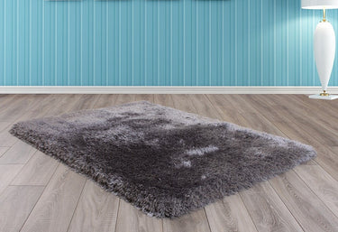 URCO Mayfair High Pile Luxurious Silver Shaggy Modern Plain Rug - Small 80x150 cm (2'6"x5')